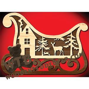 Christmas Sleigh #1 | Fretwork Scroll Saw Pattern | Wooden Teddy Bear