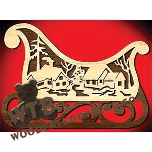 Christmas Sleigh #2 | Fretwork Scroll Saw Pattern | Wooden Teddy Bear