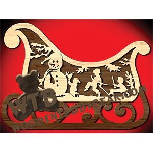 Christmas Sleigh #3 | Fretwork Scroll Saw Pattern | Wooden Teddy Bear