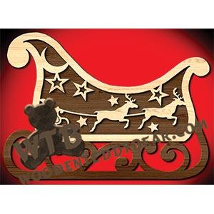 Christmas Sleigh #4 | Fretwork Scroll Saw Pattern | Wooden Teddy Bear