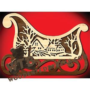 Christmas Sleigh #5 | Fretwork Scroll Saw Pattern | Wooden Teddy Bear