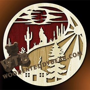 Yin-Yang Nature Scene #1 | Fretwork Scroll Saw Pattern | Wooden Teddy Bear