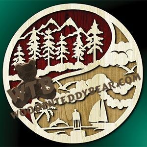 Yin-Yang Nature Scene #2 | Fretwork Scroll Saw Pattern | Wooden Teddy Bear