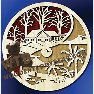 Yin-Yang Nature Scene #3 | Fretwork Scroll Saw Pattern | Wooden Teddy Bear