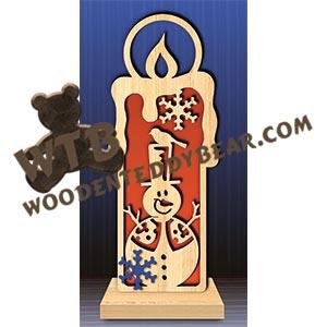 Snowman Candle | Fretwork Scroll Saw Pattern | Wooden Teddy Bear