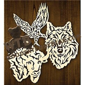 Eagle Wolf Bison | Fretwork Scroll Saw Pattern | Wooden Teddy Bear