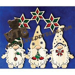 Three Christmas Gnomes | Fretwork Scroll Saw Pattern | Wooden Teddy Bear