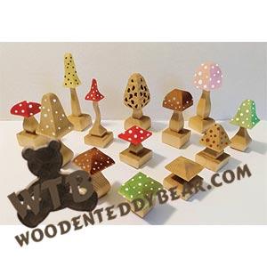 Compound-Cut Mushrooms | Fretwork Scroll Saw Pattern | Wooden Teddy Bear