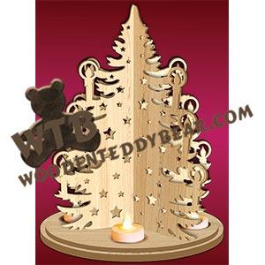 Slotted Tree With Candles | Fretwork Scroll Saw Pattern | Wooden Teddy Bear