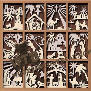 Nativity Shadow Box | Fretwork Scroll Saw Pattern | Wooden Teddy Bear