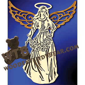 Angel with Roses | Fretwork Scroll Saw Pattern | Wooden Teddy Bear