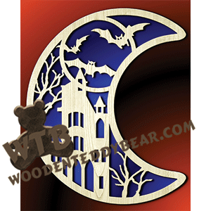 Crescent Moon - Halloween | Fretwork Scroll Saw Pattern | Wooden Teddy Bear