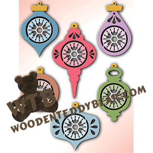 Vintage Bauble Ornaments | Fretwork Scroll Saw Pattern | Wooden Teddy Bear