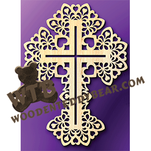 Lacy Hearts Cross | Fretwork Scroll Saw Pattern | Wooden Teddy Bear