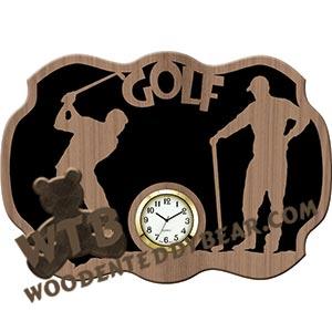 Golfer's Clock fretwork scroll saw pattern |The Wooden Teddy Bear