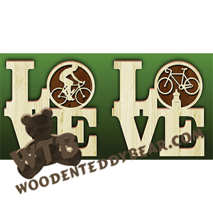 Love Cycling | Fretwork Scroll Saw Pattern | Wooden Teddy Bear