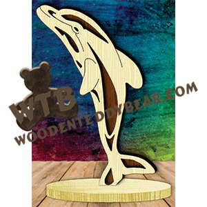 Dolphin on Base | Fretwork Scroll Saw Pattern | Wooden Teddy Bear
