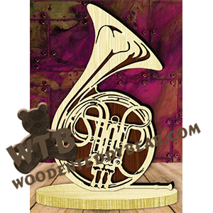 French Horn on Base | Fretwork Scroll Saw Pattern | Wooden Teddy Bear