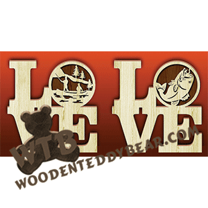 Love Fishing | Fretwork Scroll Saw Pattern | Wooden Teddy Bear