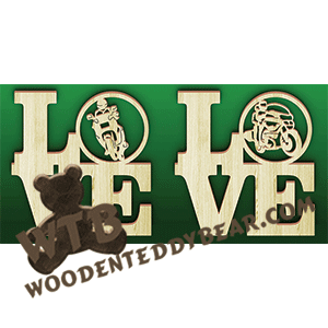 Love Motorcycling | Fretwork Scroll Saw Pattern | Wooden Teddy Bear
