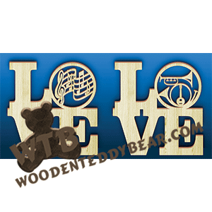 Love Music | Fretwork Scroll Saw Pattern | Wooden Teddy Bear