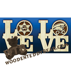 Love Police Officer | Fretwork Scroll Saw Pattern | Wooden Teddy Bear