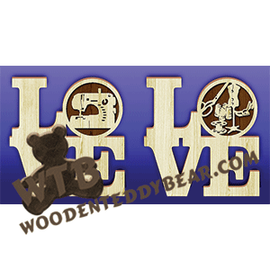 Love Sewing | Fretwork Scroll Saw Pattern | Wooden Teddy Bear