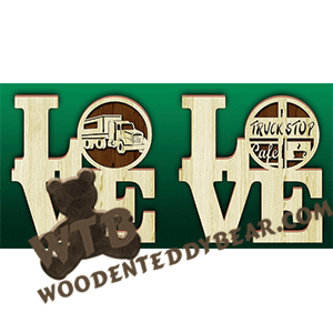 Love Trucking #1 | Fretwork Scroll Saw Pattern | Wooden Teddy Bear