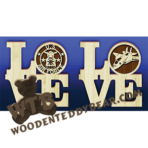 Love U.S. AirForce | Fretwork Scroll Saw Pattern | Wooden Teddy Bear