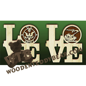 Love U.S. Army | Fretwork Scroll Saw Pattern | Wooden Teddy Bear