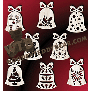 Bell Ornaments #2 | Fretwork Scroll Saw Pattern | Wooden Teddy Bear