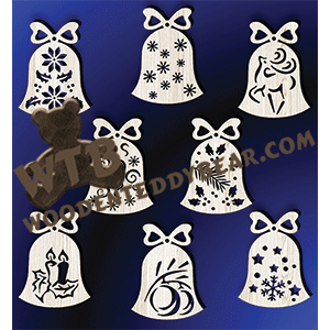 Bell Ornaments #4 | Fretwork Scroll Saw Pattern | Wooden Teddy Bear