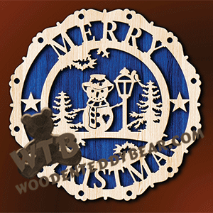 Merry Christmas Plaque #1 | Fretwork Scroll Saw Pattern | Wooden Teddy Bear