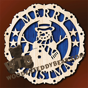 Merry Christmas Plaque #12 | Fretwork Scroll Saw Pattern | Wooden Teddy Bear