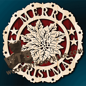 Merry Christmas Plaque #14 | Fretwork Scroll Saw Pattern | Wooden Teddy Bear