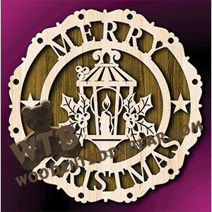 Merry Christmas Plaque #17 | Fretwork Scroll Saw Pattern | Wooden Teddy Bear