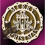 Merry Christmas Plaque #17 | Fretwork Scroll Saw Pattern | Wooden Teddy Bear