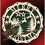 Merry Christmas Plaque #19 | Fretwork Scroll Saw Pattern | Wooden Teddy Bear