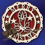 Merry Christmas Plaque #20 | Fretwork Scroll Saw Pattern | Wooden Teddy Bear