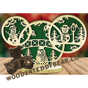 Three Ring Freestanding Plaque #2 | Fretwork Scroll Saw Pattern | Wooden Teddy Bear