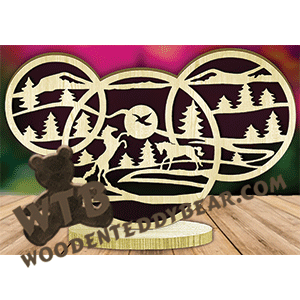 Three Ring Freestanding Plaque #4 | Fretwork Scroll Saw Pattern | Wooden Teddy Bear