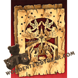 Two Layered Rustic Wood Slab #1 | Fretwork Scroll Saw Pattern | Wooden Teddy Bear