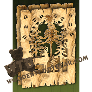 Two Layered Rustic Wood Slab #2 | Fretwork Scroll Saw Pattern | Wooden Teddy Bear