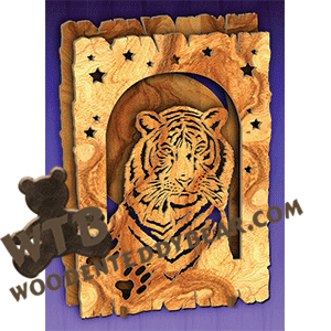 Two Layered Rustic Wood Slab #4 | Fretwork Scroll Saw Pattern | Wooden Teddy Bear