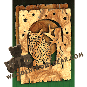 Two Layered Rustic Wood Slab #5 | Fretwork Scroll Saw Pattern | Wooden Teddy Bear