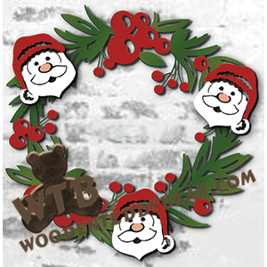 Santa Wreath | Fretwork Scroll Saw Pattern | Wooden Teddy Bear