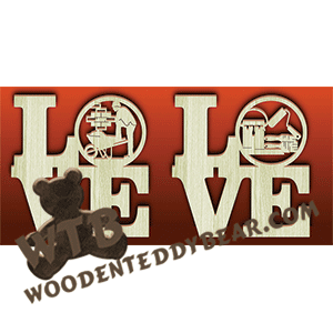 Love Construction | Fretwork Scroll Saw Pattern | Wooden Teddy Bear