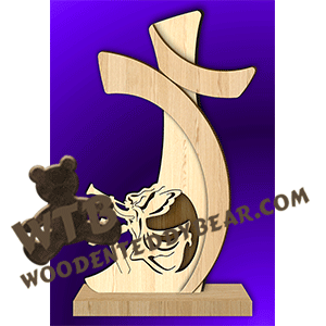 Cross with Angel | Fretwork Scroll Saw Pattern | Wooden Teddy Bear