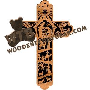 Nativity Cross fretwork scroll saw pattern |The Wooden Teddy Bear