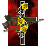 Cross with Daffodils | Fretwork Scroll Saw Pattern | Wooden Teddy Bear